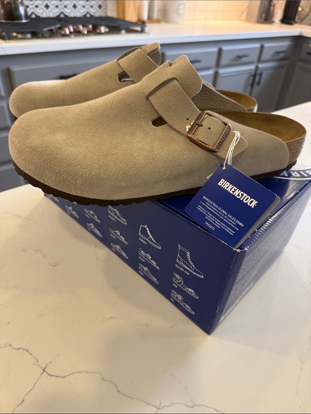 Birkenstock Boston Suede Clog in Beige